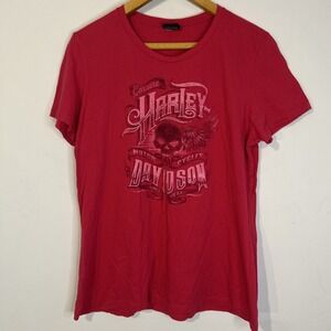 Women's Harley Davidson Genuine Motorcycles Red T-Shirt Size Medium